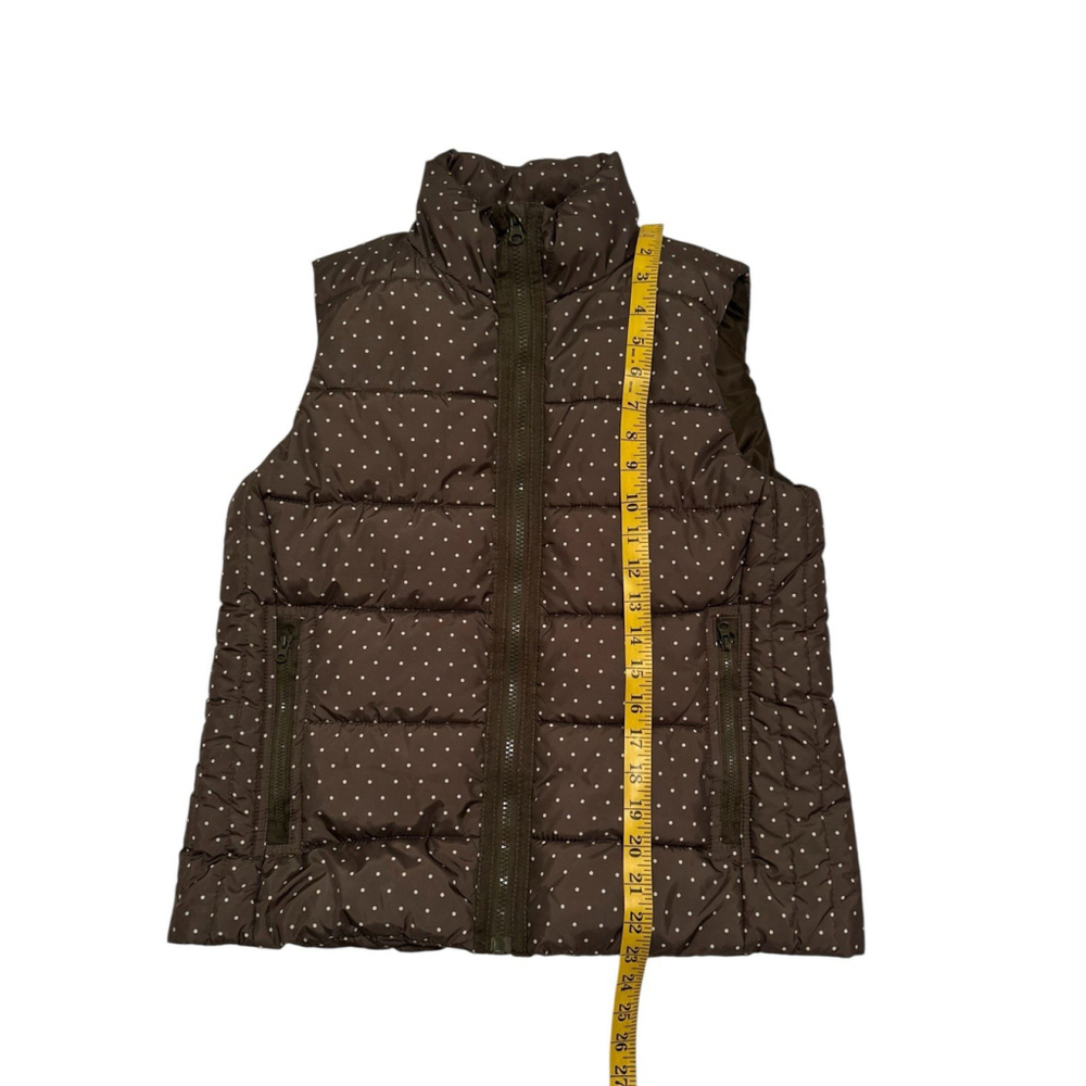 Laura Ashley Polka Dot Puffer Vest Womens Small Olive Green Full Zip Pockets - Picture 10 of 16
